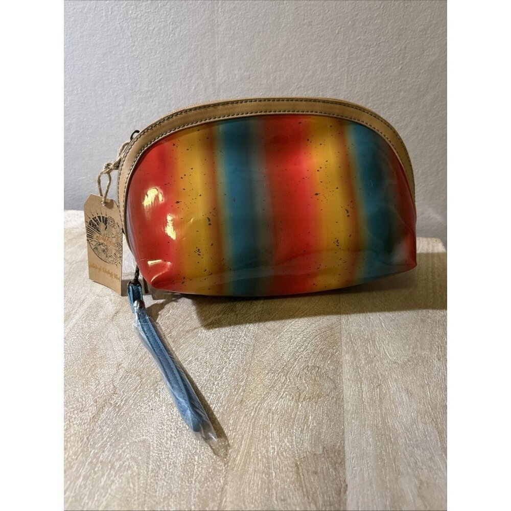 Catchfly STUDIOS Rainbow Large Makeup Bag W/ Zipper Close And Wristlet Strap